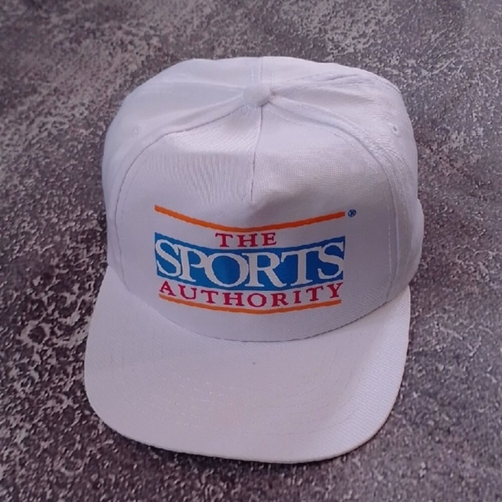 Vintage 90s The Sports Authority White Cap Snap Back - Picture 4 of 9